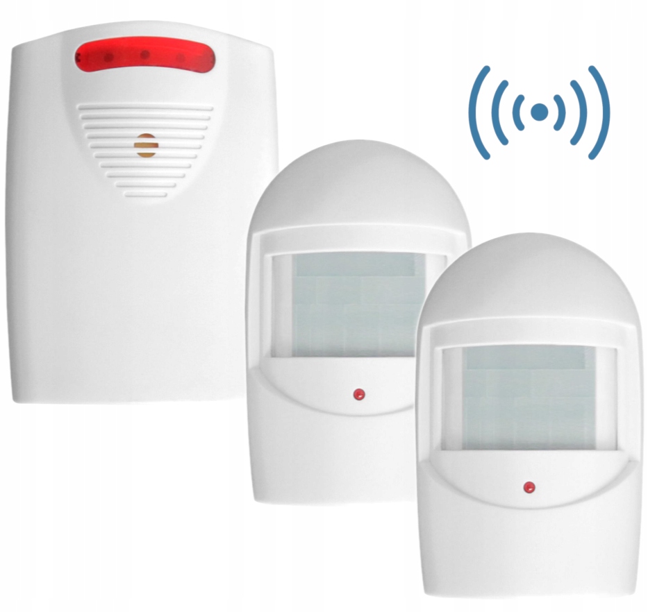 MINI ALARM BEZPRZEWODOWY ZESTAW CZUJNIKÓW RUCHU PIR 120m IP44 90dB