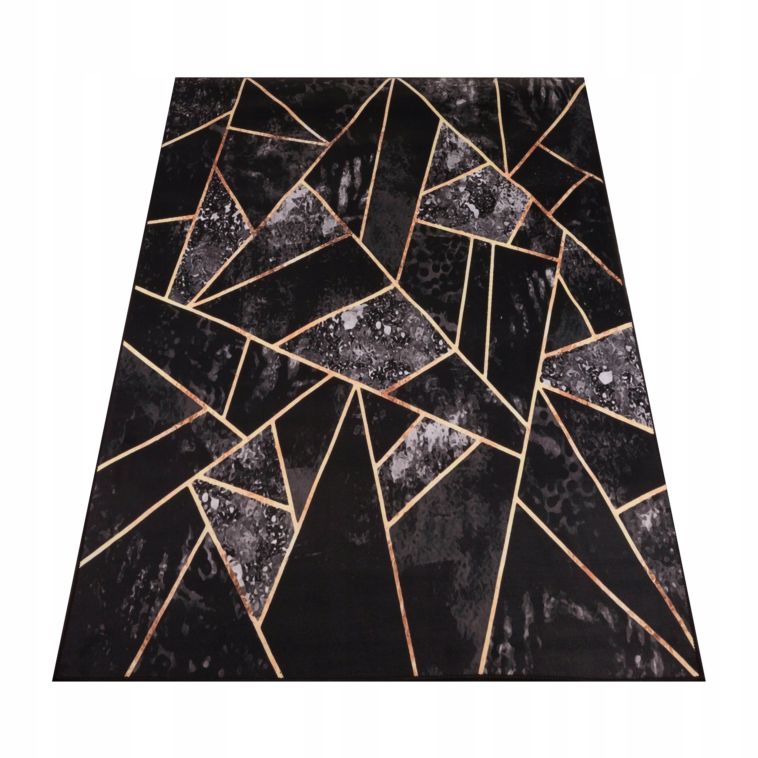 Koberec Černý Do Obývacího Pokoje 160X220 Protiskluzový Moderní Loft Módní