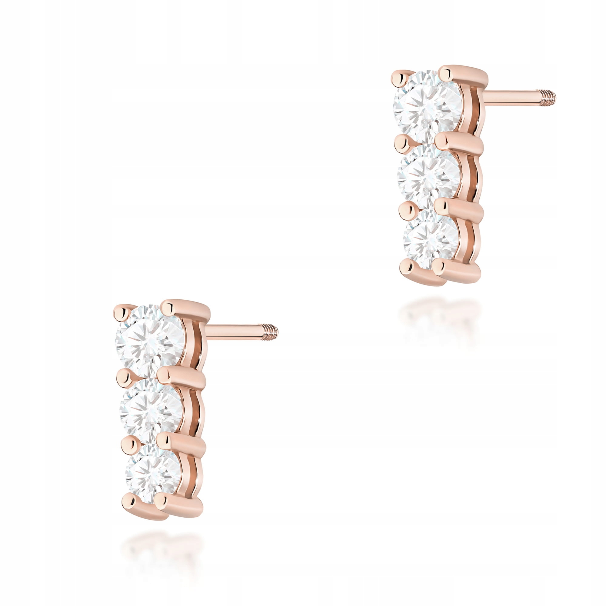 Náušnice růžové zlato 585 diamanty 0,82 ct šroubovací tyčinky pro ženy