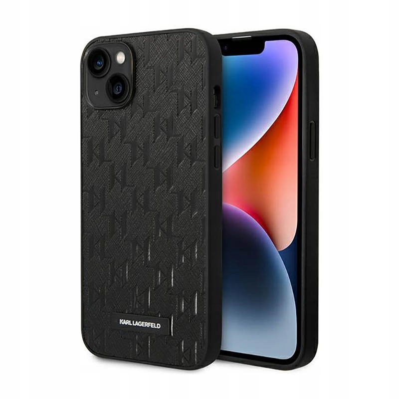 Karl Lagerfeld Saffiano Mono Metal Logo Pouzdro pro iPhone 14 Plus (černé)