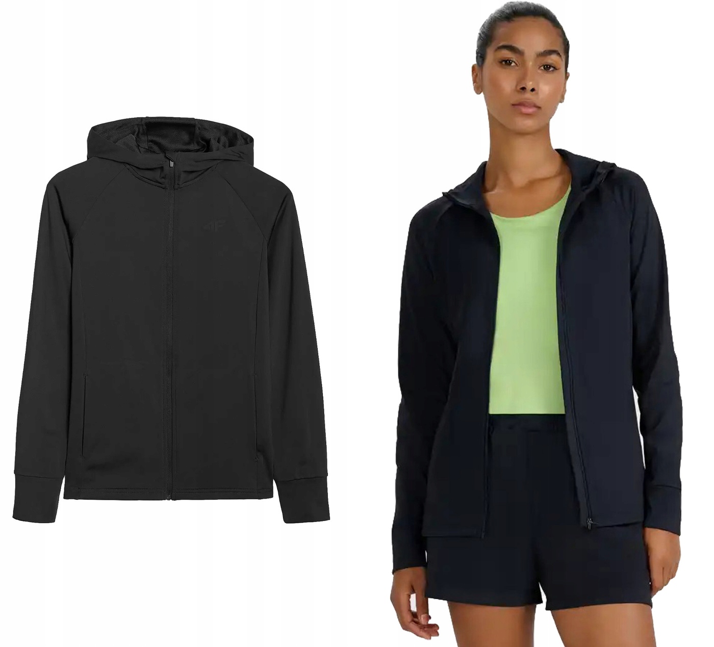 Dámská sportovní Mikina 4F , rychleschnoucí, na zip s kapucí na běhání, XL