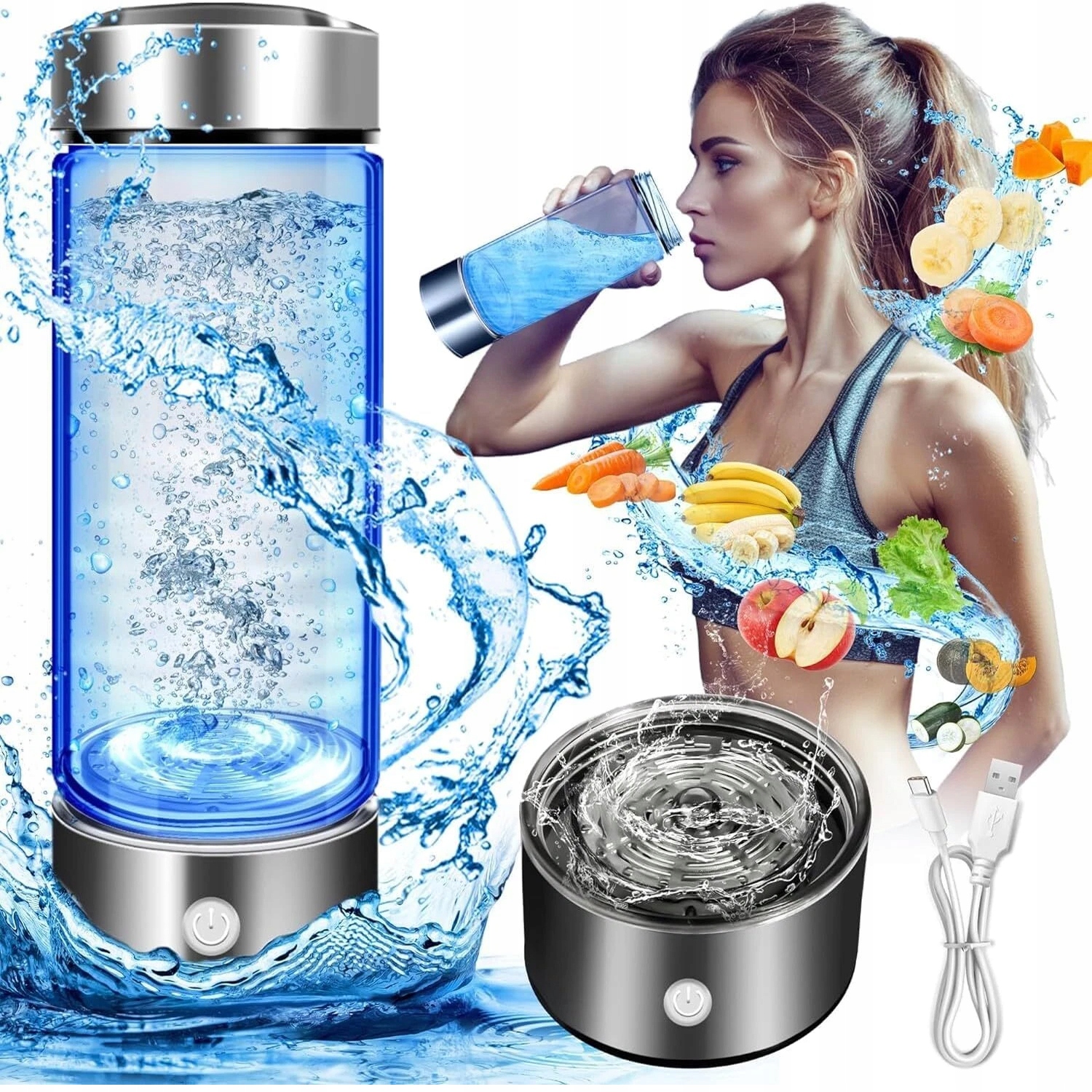 Kubek Na Wodę Bogatą W Wodór 420ML Generator H2 Szklany Przenośny