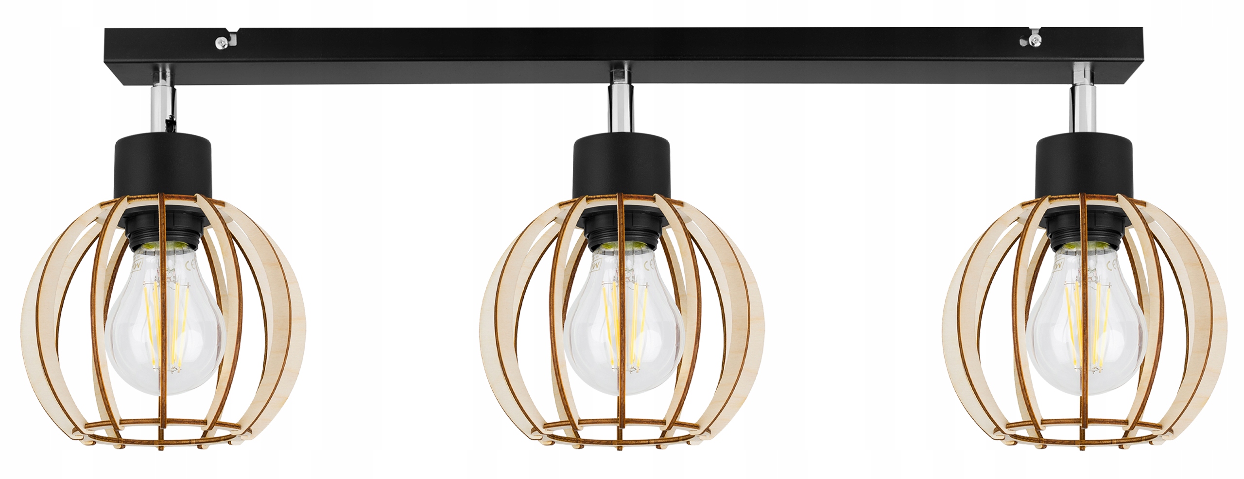 Závěsné Stropní Svítidlo Trojitý Lustr Dřevěný Moderní Boho Led