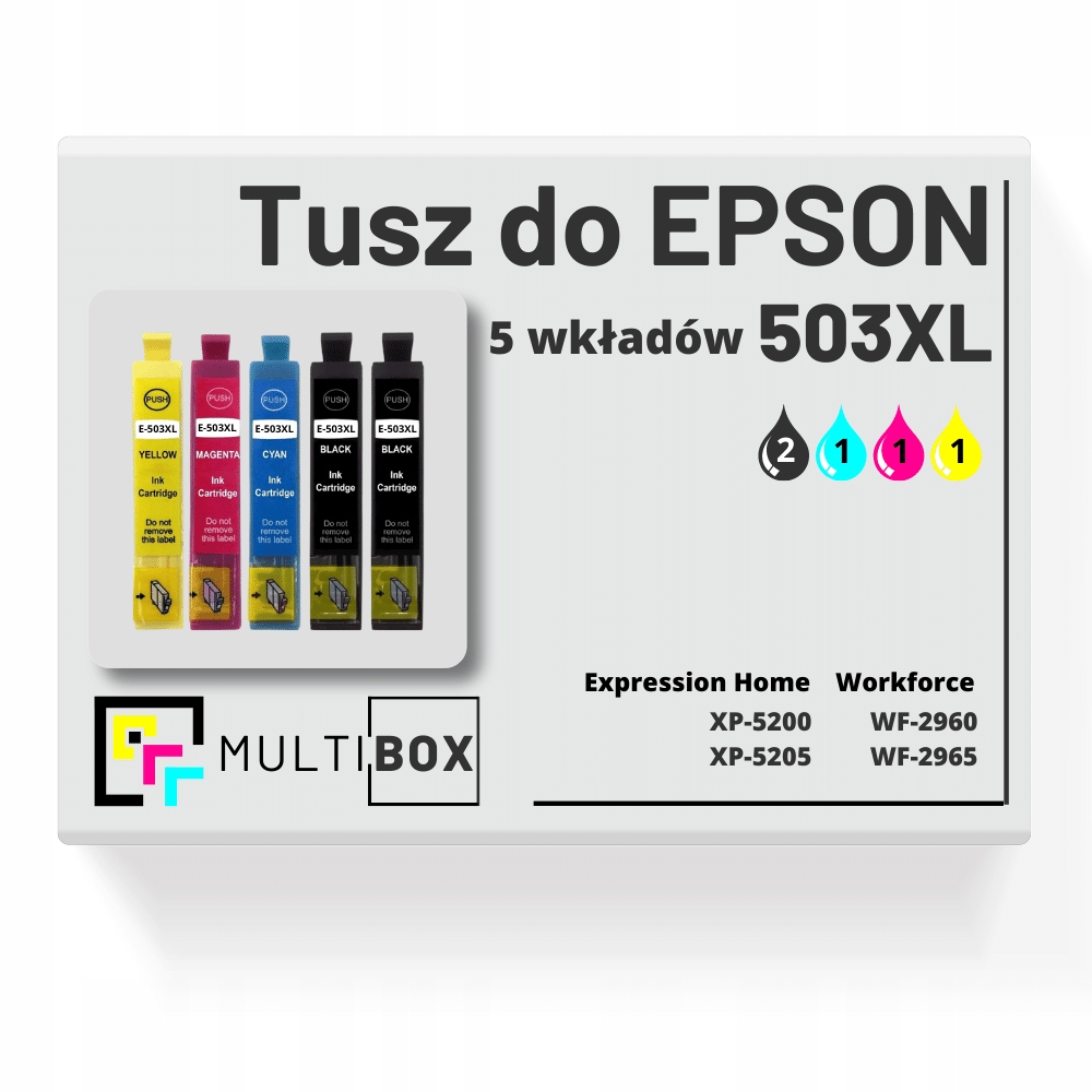 5x Nowy Tusz 503XL T09R do Epson WorkForce WF-2960 Dwf WF-2965 Dwf