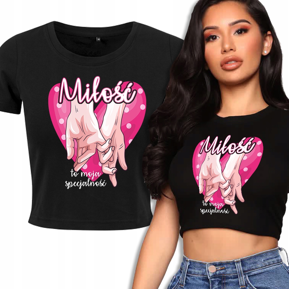Krótka Koszulka Damska MIŁOŚĆ TO SPECJALNOŚĆ Wz L