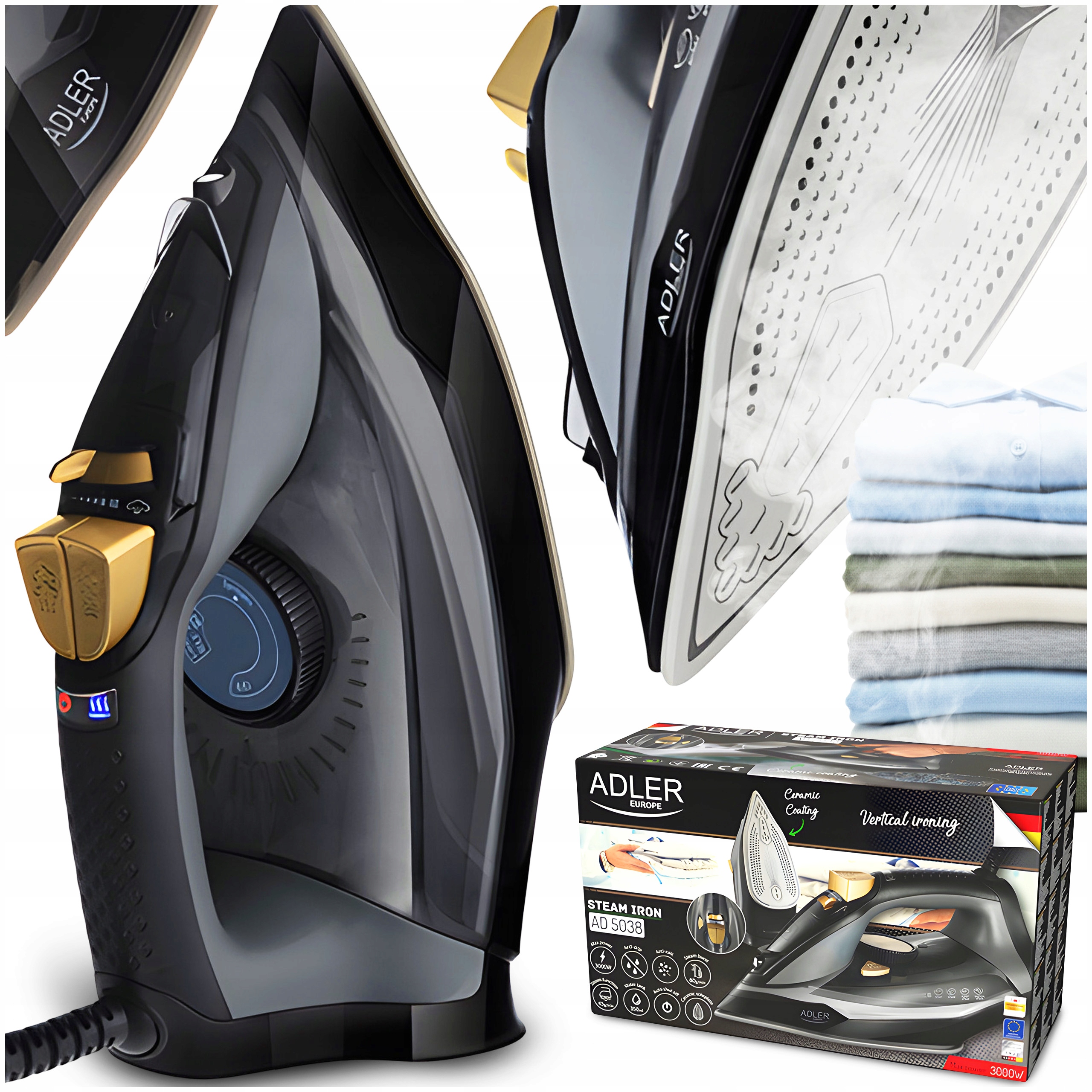 Żelazko Parowe Ceramiczne Blokada Kapania Generator Pary Ręczne Domowe