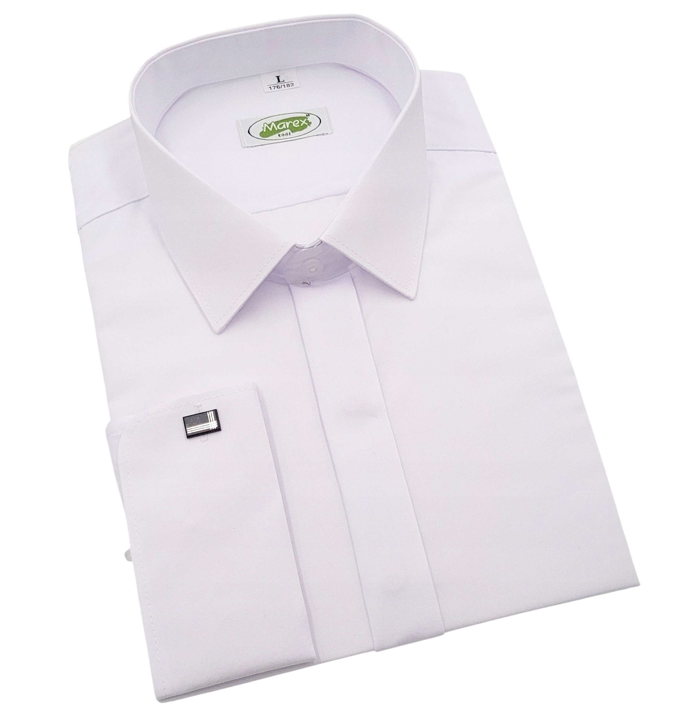 Koszula męska Marex biała długi rękaw na spinki regular 2XL 45-46 176/182