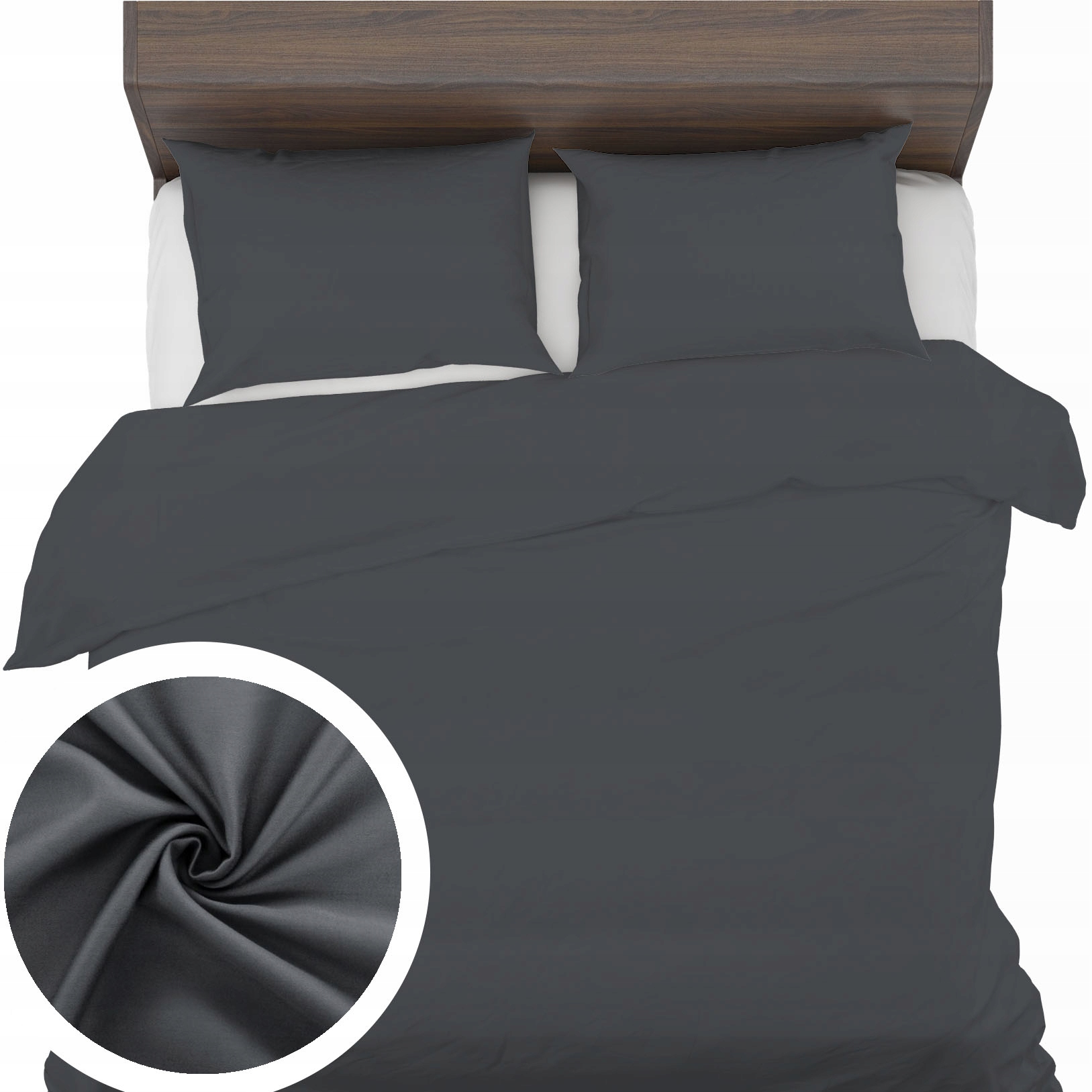 Saténové Povlečení 140x200 1x40x60 povlak na polštář s lesklým saténem a Grafit