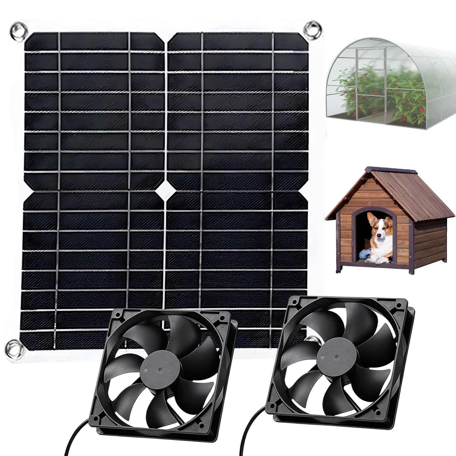 12W Solární Odsávací Ventilátor Do Kuchyně Pro Skleníky A Kurníky 12*12 CM
