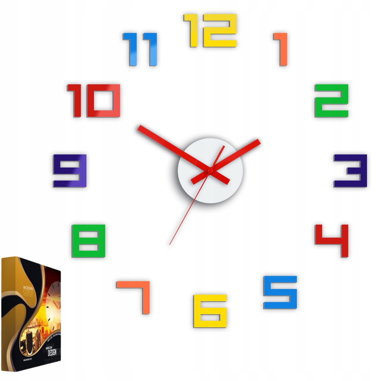 Nástěnné hodiny v moderním stylu, barevné, akrylové Digit Colorful Kulatý