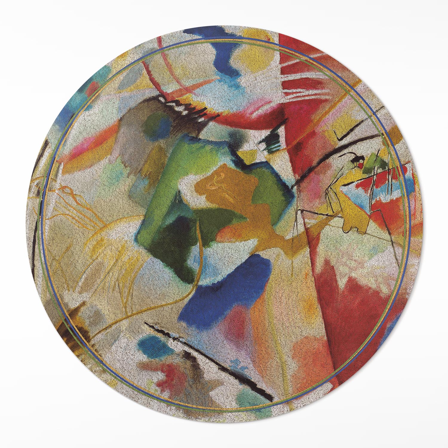 Kulatý Koberec s grafikou Zelené centrum Wassily Kandinsky ⌀ 90 cm