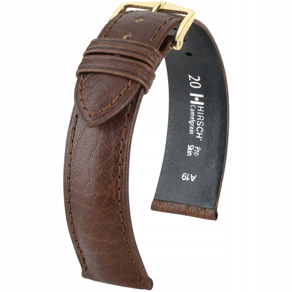 Hnědý kožený opasek 22 mm Hirsch Camelgrain L