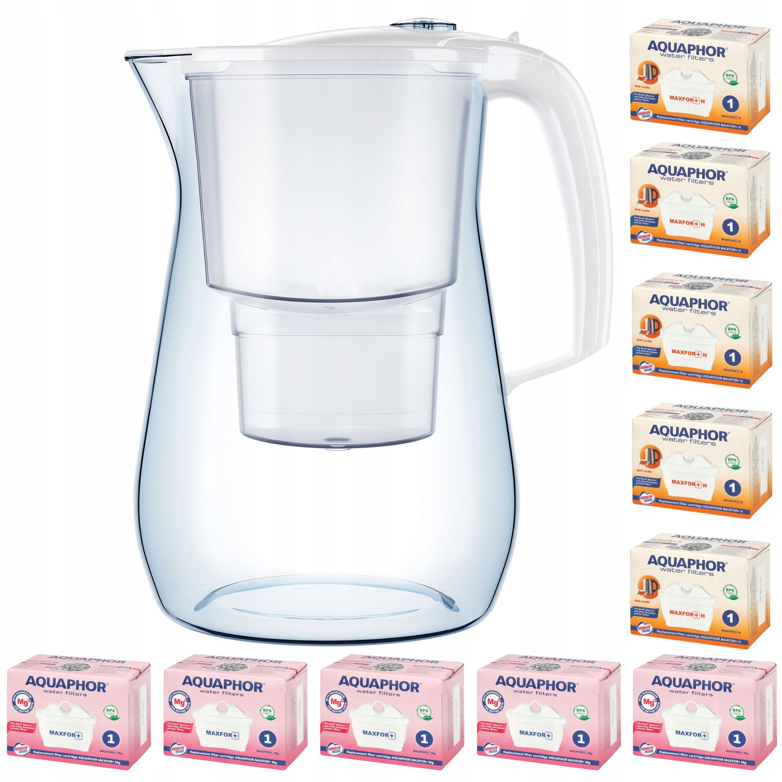 Filtrační konvice Aquaphor Onyx 4,2 l 10 náplní (5 mg 5 h), bílá Set