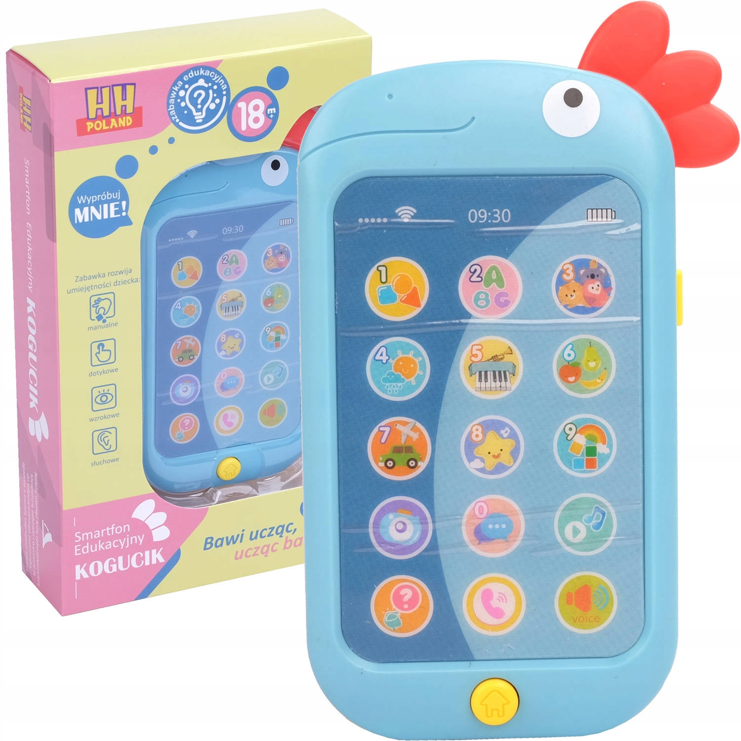 

Telefon Kogucik Smartfon Edukacyjny mówi po polsku