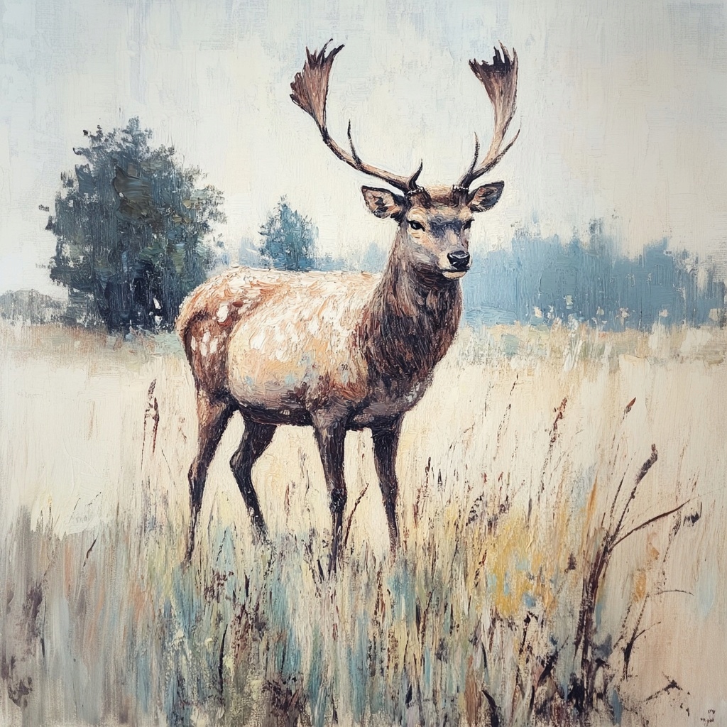 Obraz Na Plátně Canvas Portrét Jelen Louka Skandinávský Les Styl 80x80