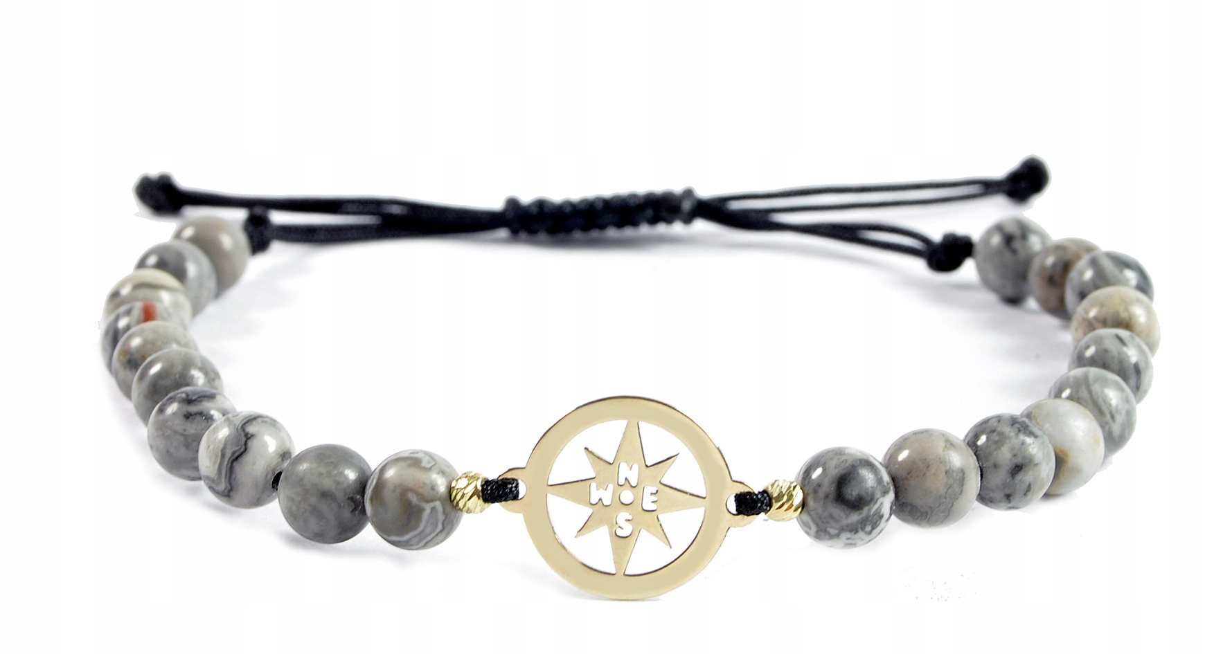 Náramek na provázku růže větrné pr. 585 onyx