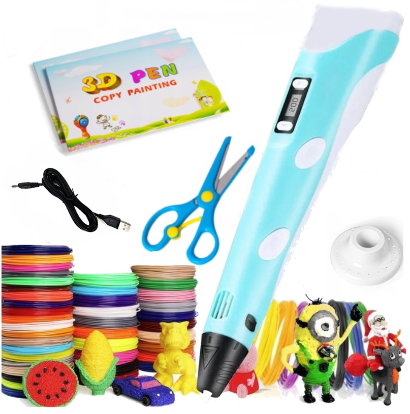 DŁUGOPIS DRUKARKA 3D MAGICZNY WKŁADY 210 M PLA KSIĄŻKA Z SZABLONAMI 8w1 XXL