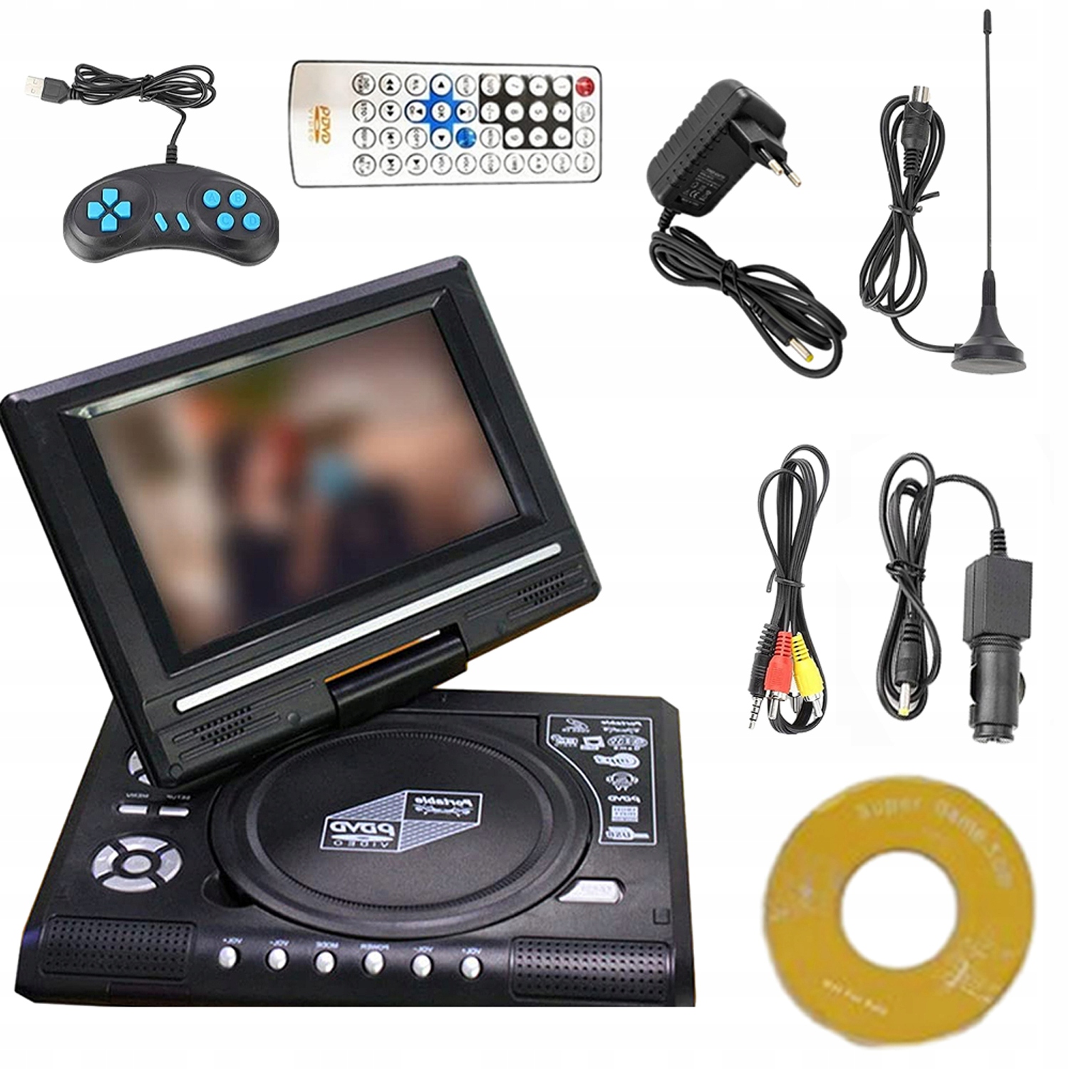 Odtwarzacz DVD Przenośny Hd Telewizor Ultra Cienki Mini Samochodowy MP3 LCD