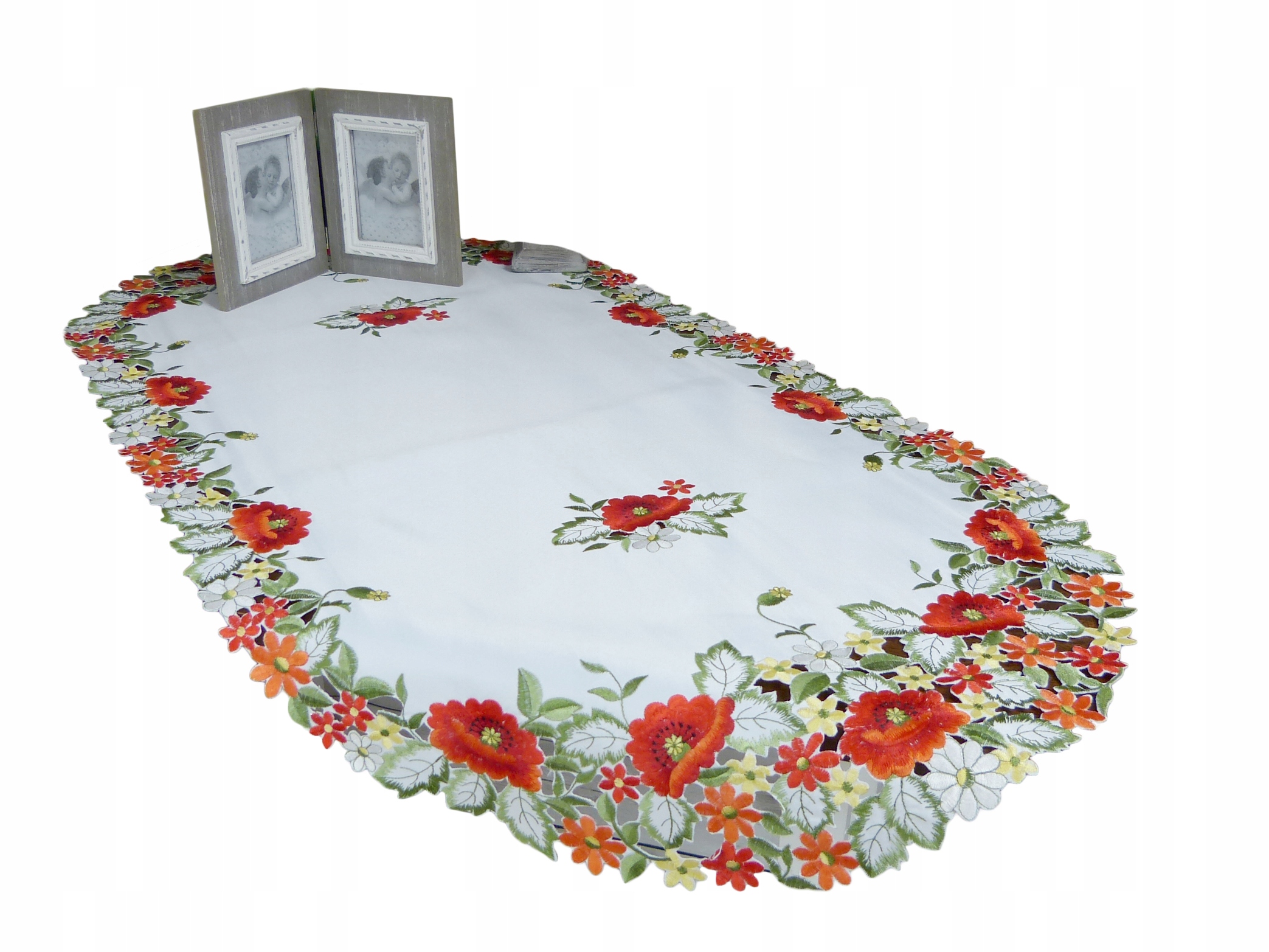 

Bieżnik haftowany 60x120 biały czerwone Maki