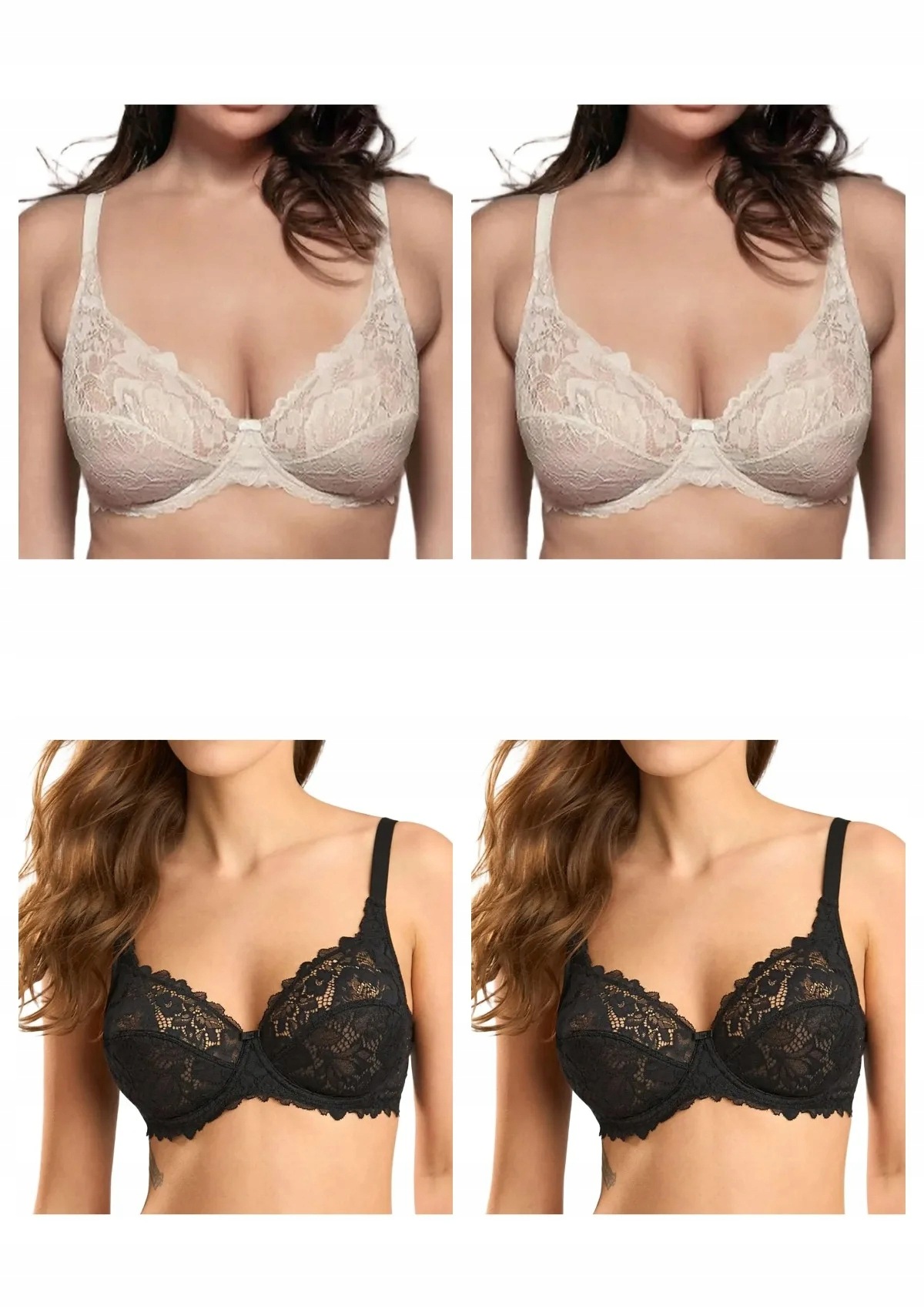 Lormar Curvy 400L podprsenka 4 ks 2x ecru 2x černá 80B