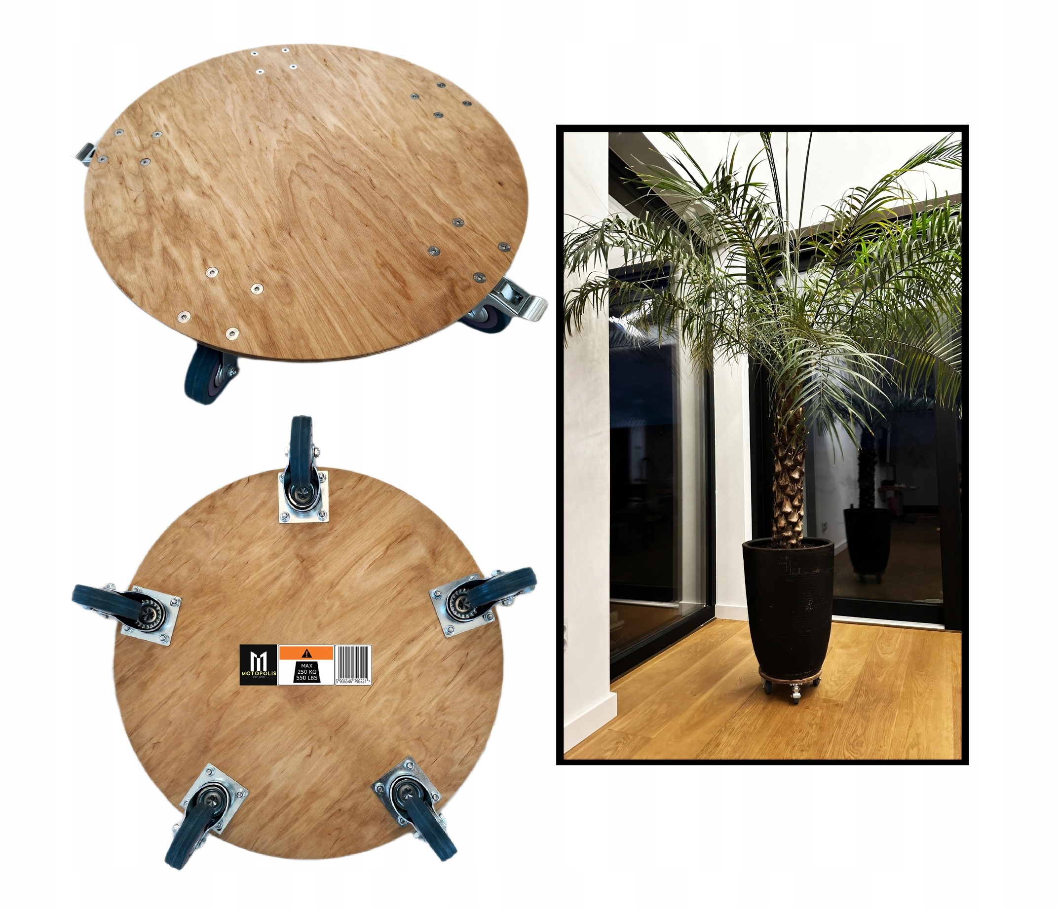 Velká přepravní plošina na kolečkách pod květináč Premium Podstavec 50 cm