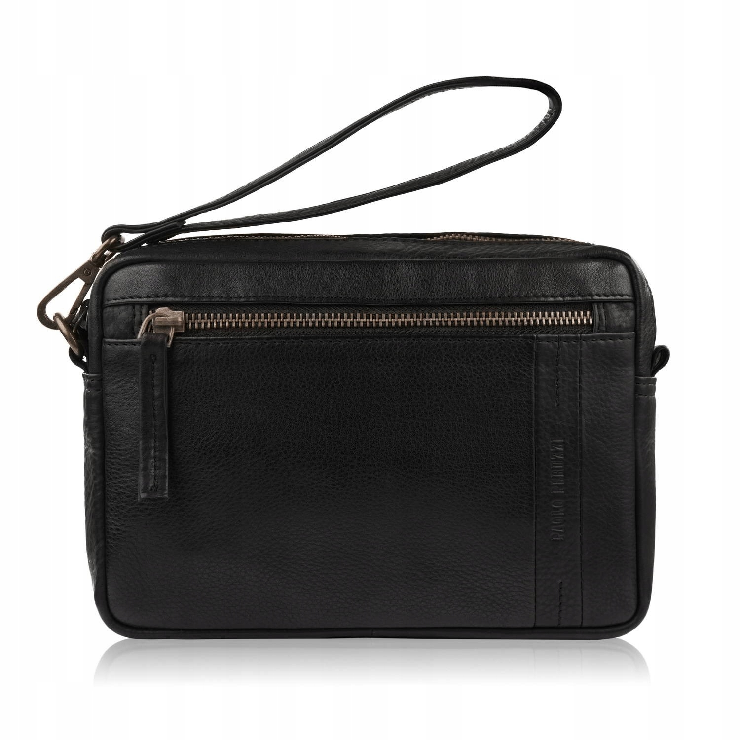 Kožená pánská taška do ruky s odnímatelným páskem, černá Paolo Peruzzi