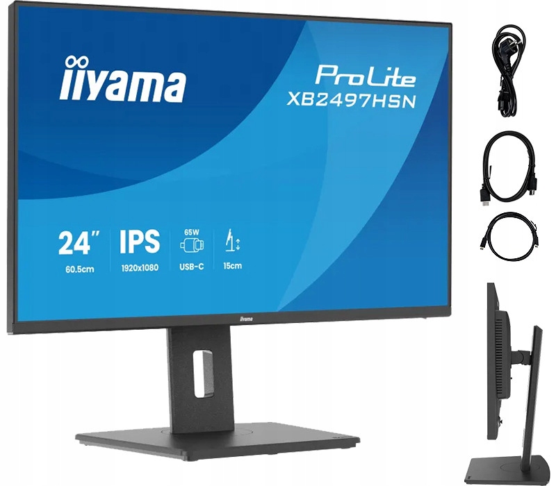 Iiyama Monitor 24 cale XB2497HSN-B1 Ips Usb-c Dock Hdmi Dp RJ45