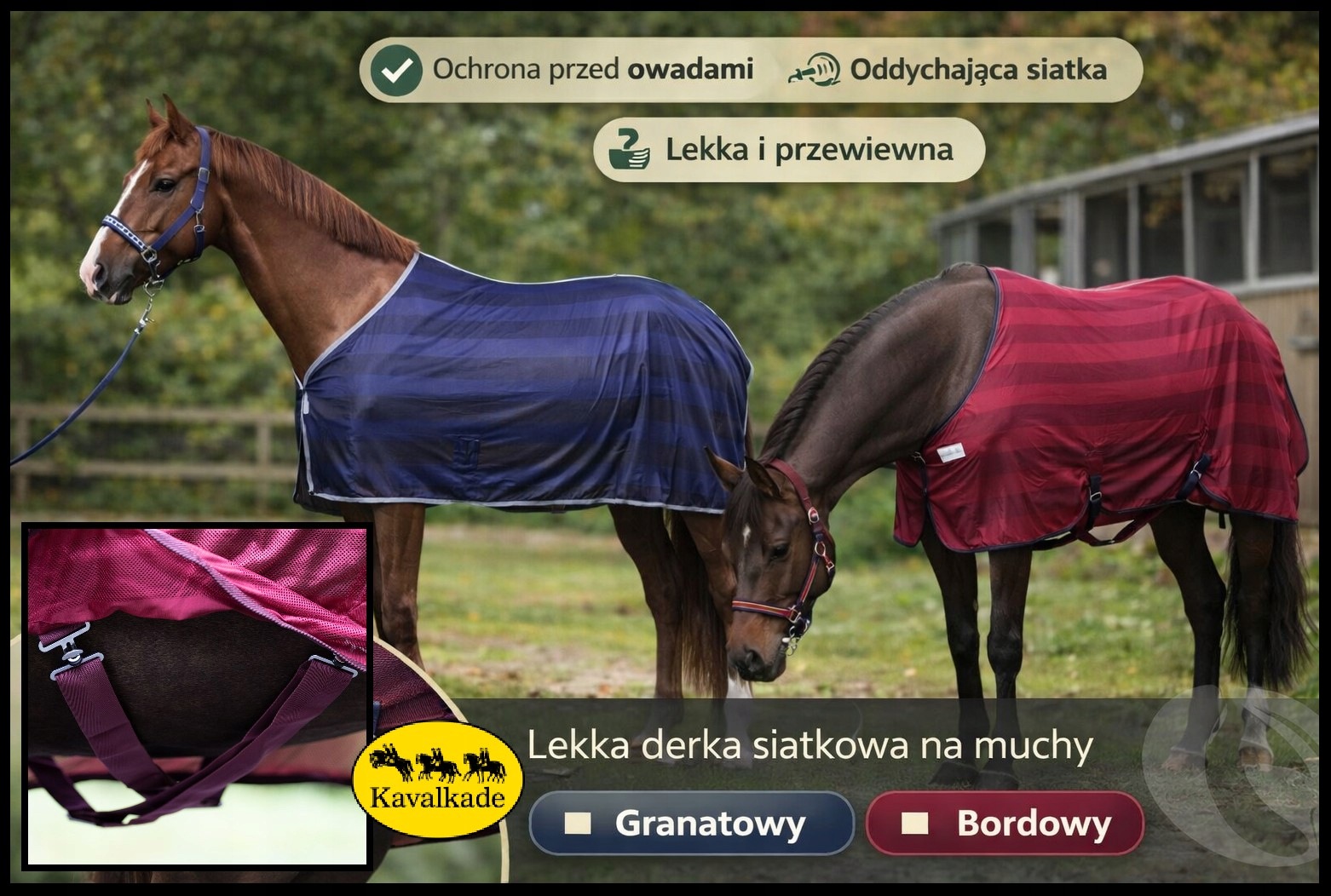 Derka siatkowa p/gryzieniu na owady pastwisko Stripe kavalkade bordo 125cm