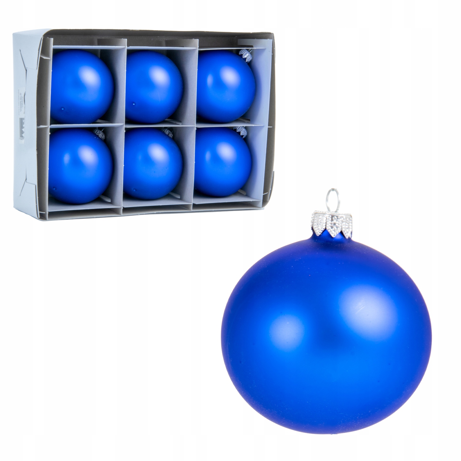 

Matowe szklane bombki choinkowe Szafirowe 8cm 6szt