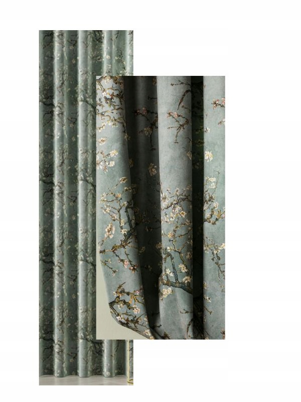 Závěs 100x180 Šalvějový Zelený Samet Měkká všitá páska na žabky Tunel