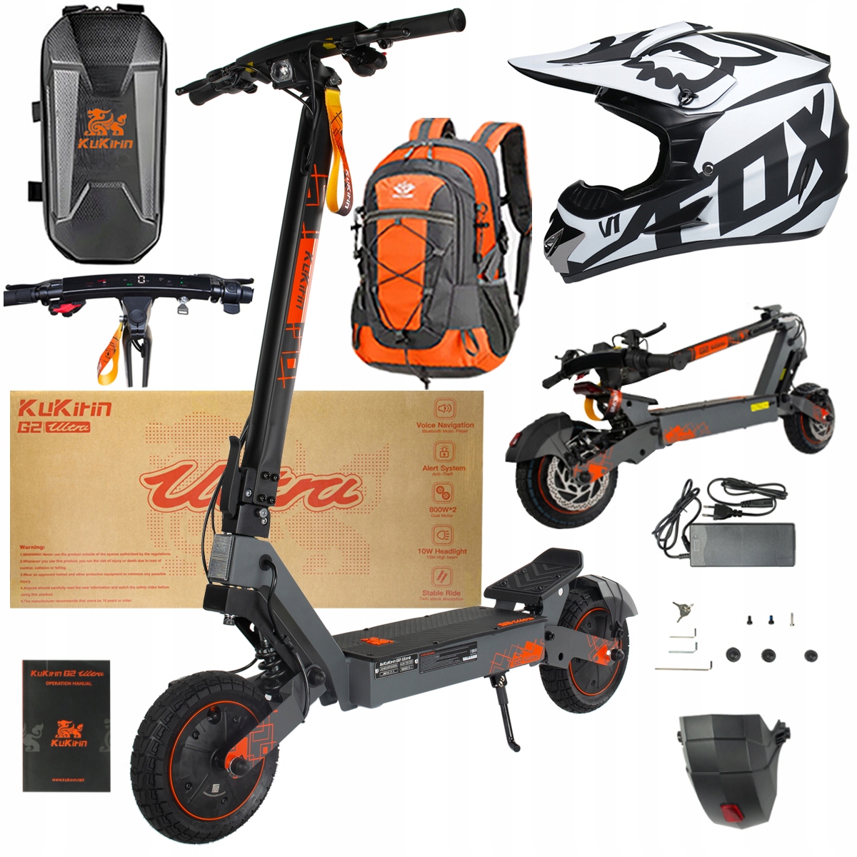 Kukirin G2 Ultra elektrické vozidlo 2000W 55km/h 55KM 48V18Ah 10" dárky