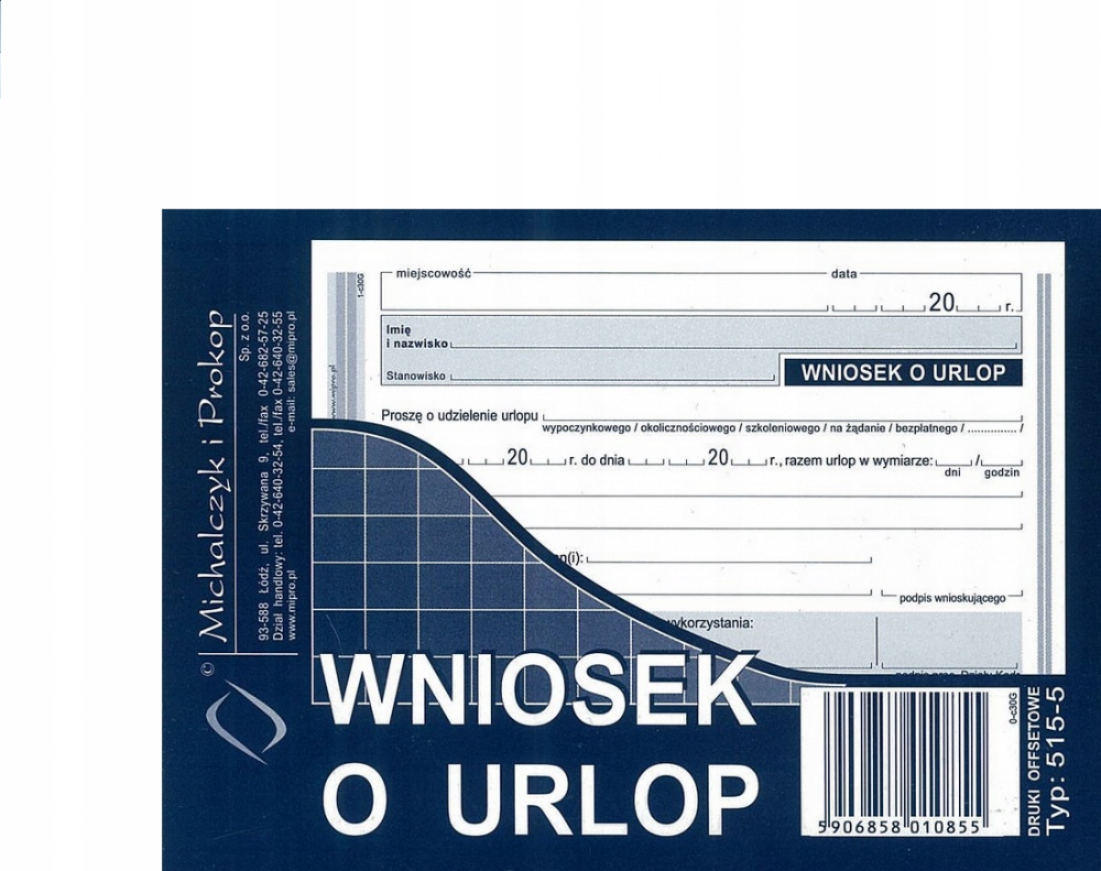 

Wniosek o urlop A6 M&p 515-5 druk bloczek