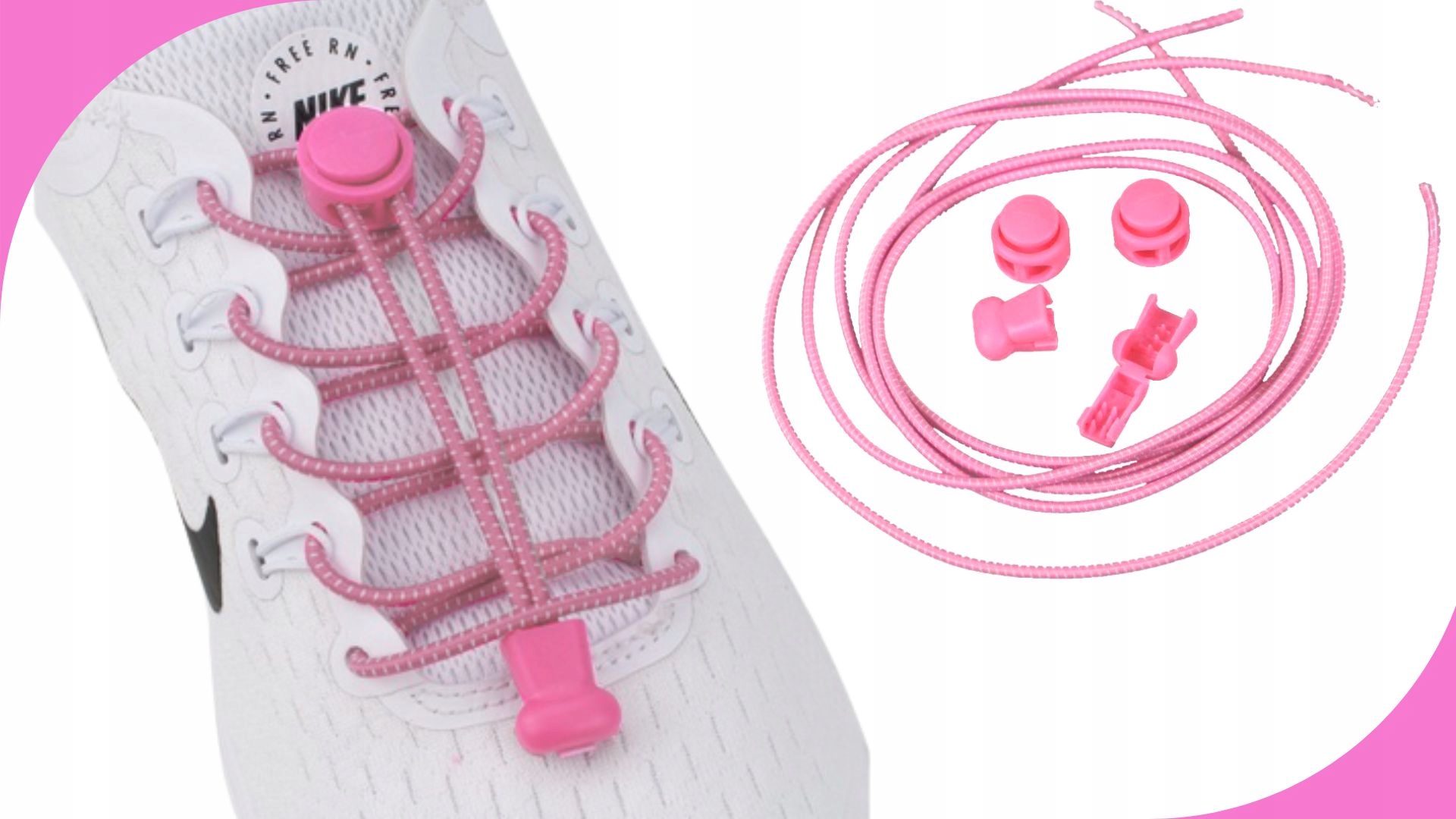 SZNUROWADŁA SZNURÓWKI ZACISKOWE BEZ WIĄZANIA DO BIEGANIA SAMOZACISKOWE KPL. Materiał nylon