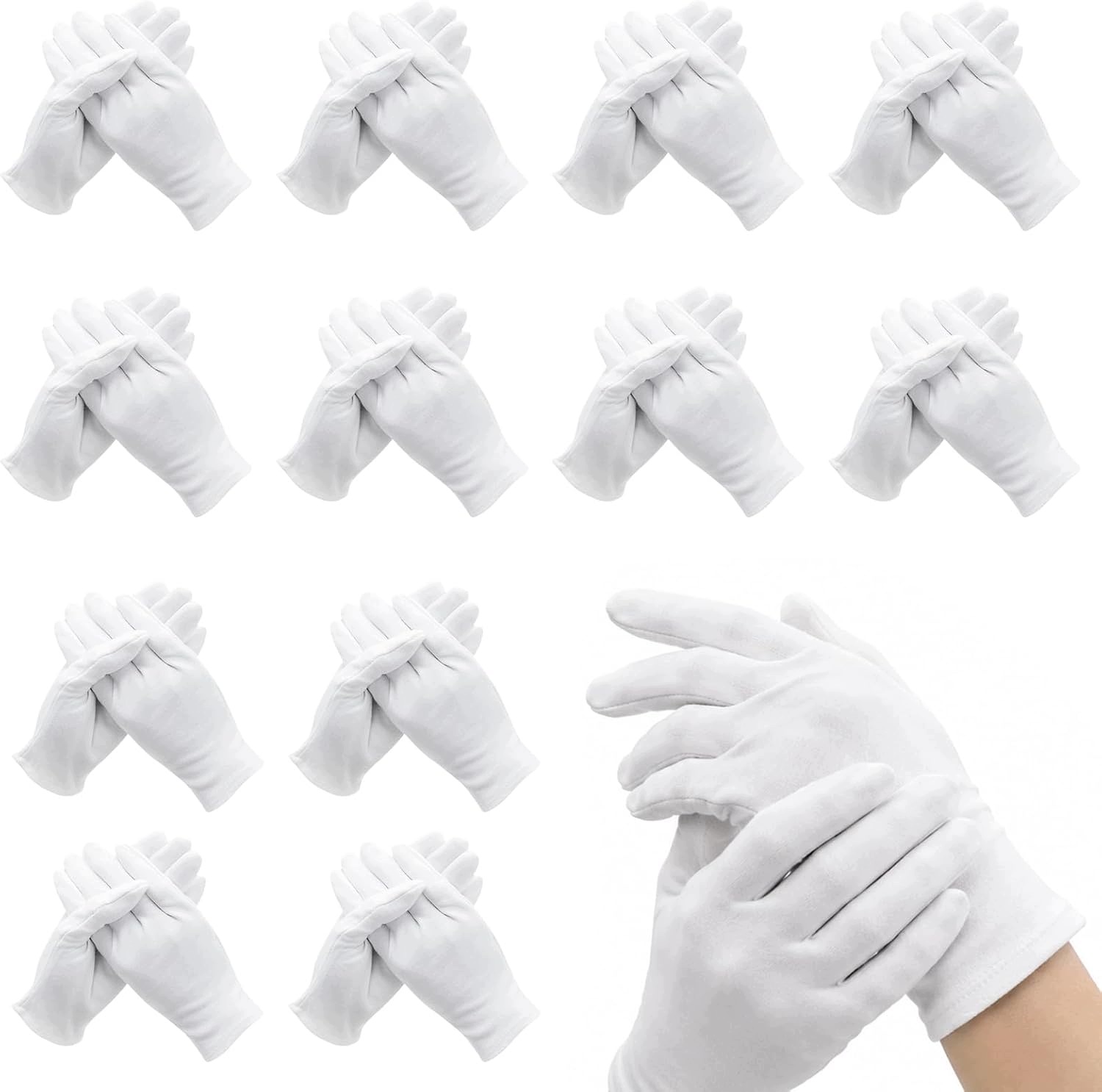 Bavlněné Rukavice XL Bílé Hydratační Dermatologické 12 Párů