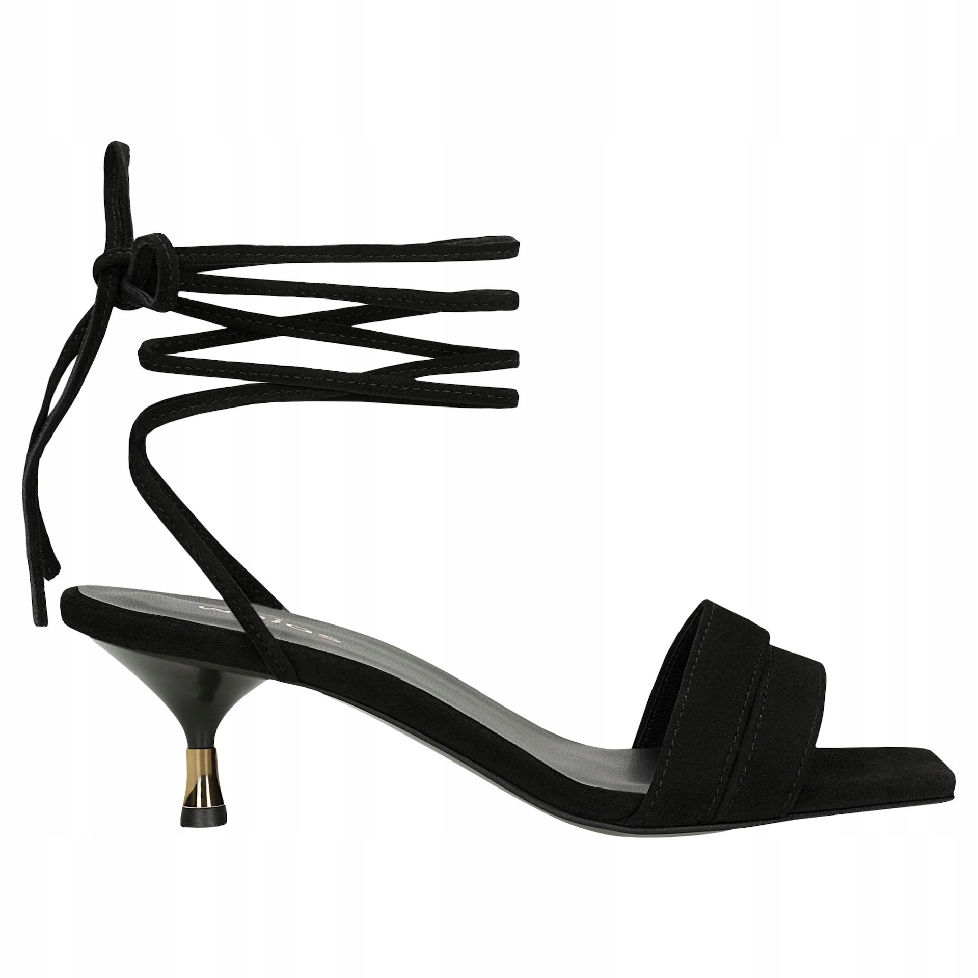 Černé šněrovací sandály na nízkém podpatku, velikost vel.