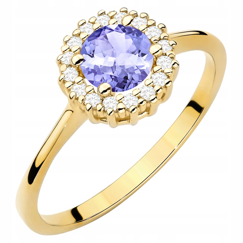 Zlatý Prstýnek pr. 585 14k s brilianty a Tanzanitem 0,50ct