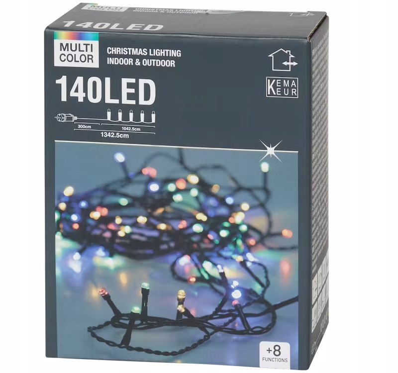 

Oświetlenie świąteczne kolorowe 140 lampek Led 13m
