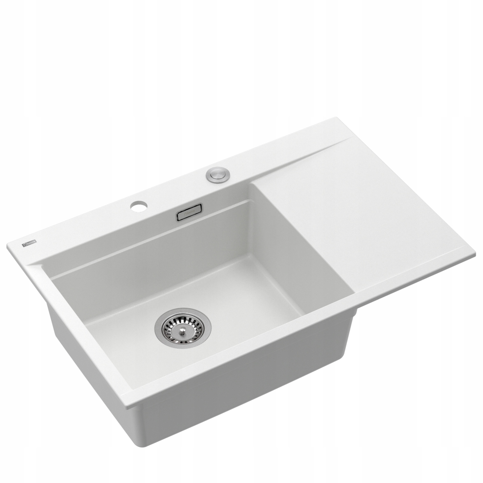 Quadron Josh 111 granitový drez 78x50 cm Sifón Doska Biela/Oceľ
