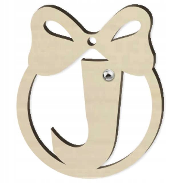 

drewniana Zawieszka bombka Literka J z perełką