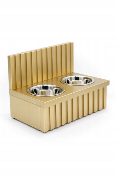 Levně Bufet pro psa nebo kočku Zlatý stojan na misky, Misky pro psa kočku