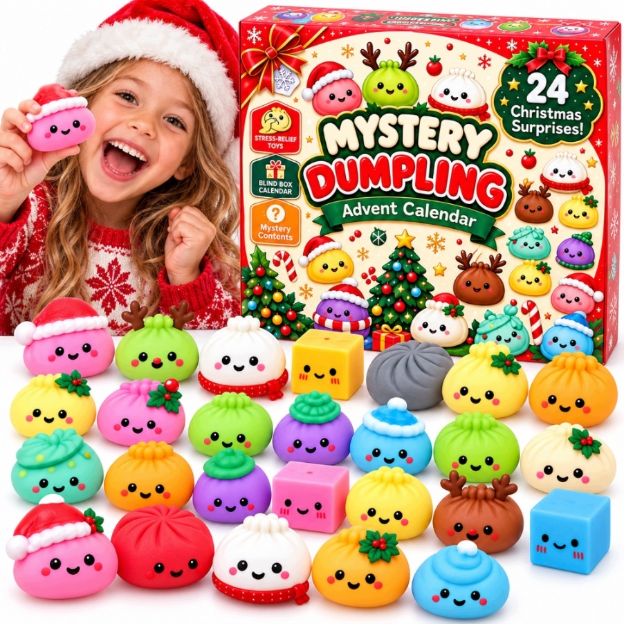 Adventní kalendář s Dumplingy 24 mačkací hračky Squishy hračky překvapení