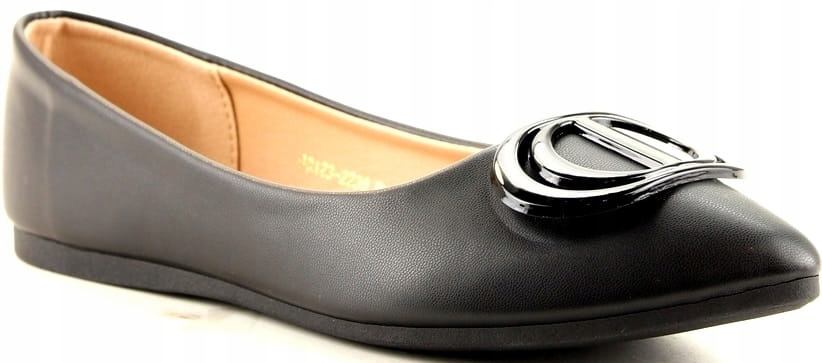 DAMSKIE BALERINY Z OZDOBĄ VINCEZA CZARNE MAT 37
