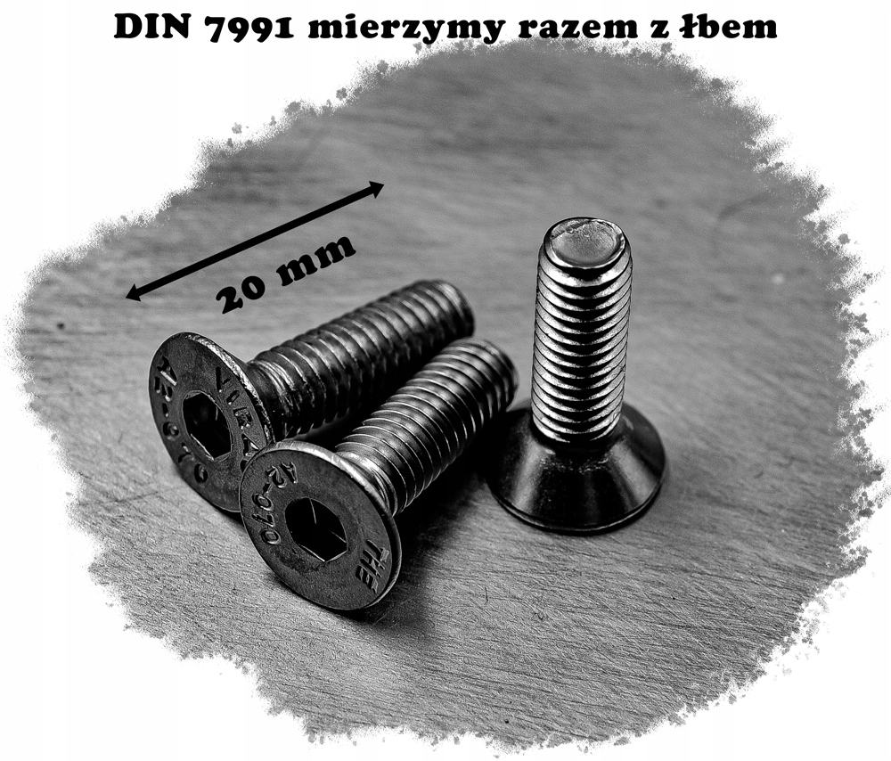 M5x20 ŚRUBA STOŻKOWA IMBUS NIERDZEWNA A2 7991 (10) Kolor srebrny