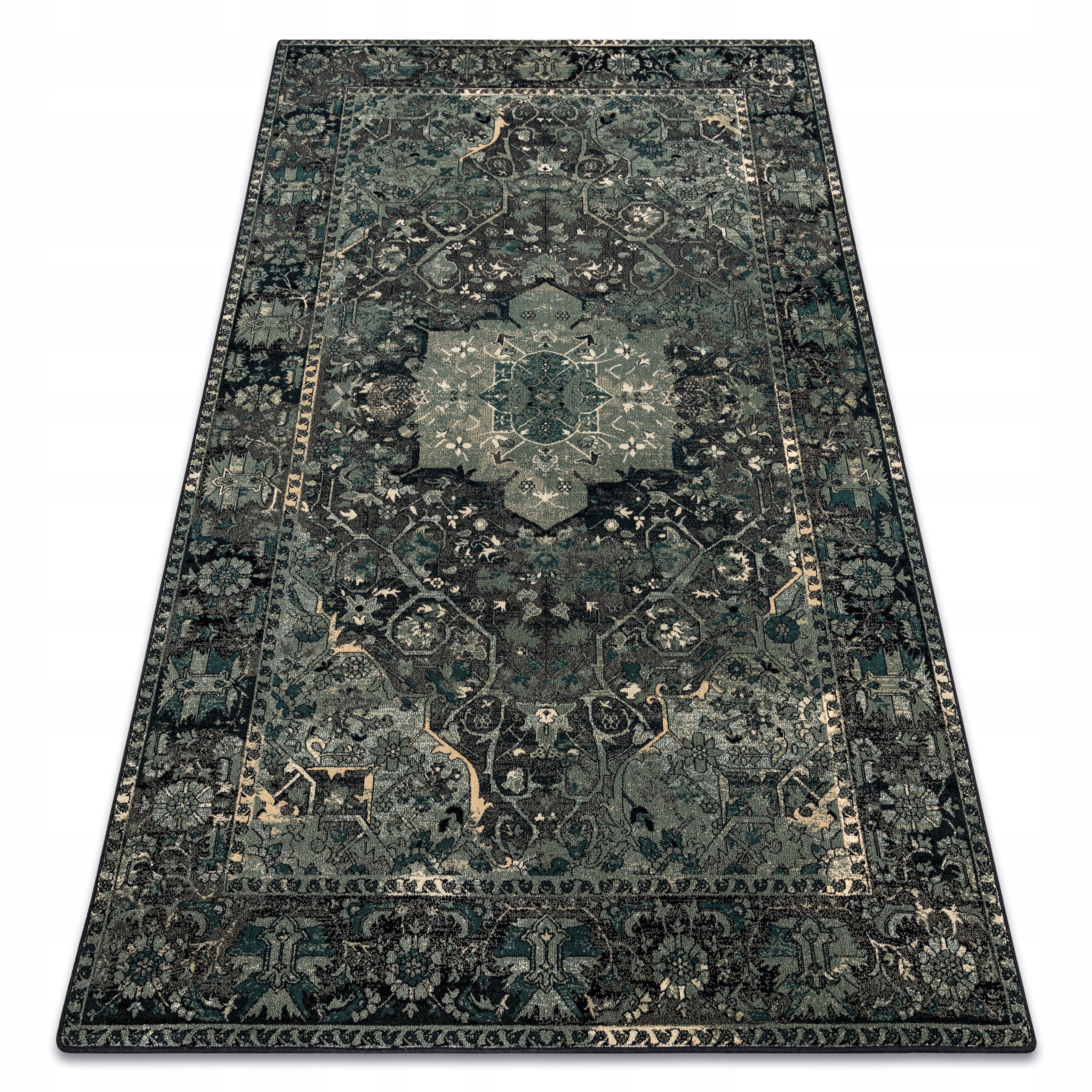 Dywan Do Salonu wełna Polonia Dukato Ornament Rozeta zielony 200x300 cm