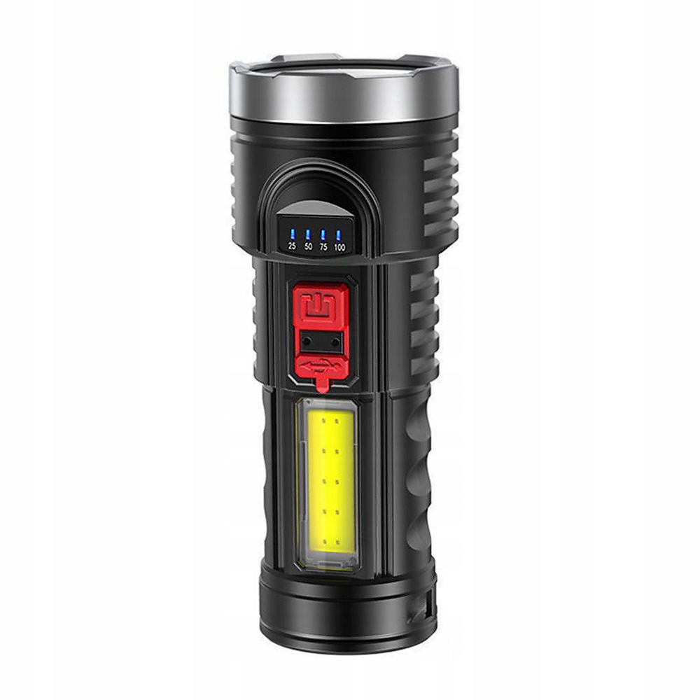 MOCNA LATARKA AKUMULATOROWA LED SZPERACZ REFLEKTOR Model LATARKA SZPERACZ LEDCREE COB SURVIVALOWA