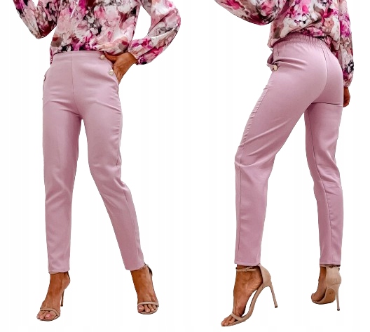 Spodnie damskie materiałowe cygaretki z guzikami rozmiary XL