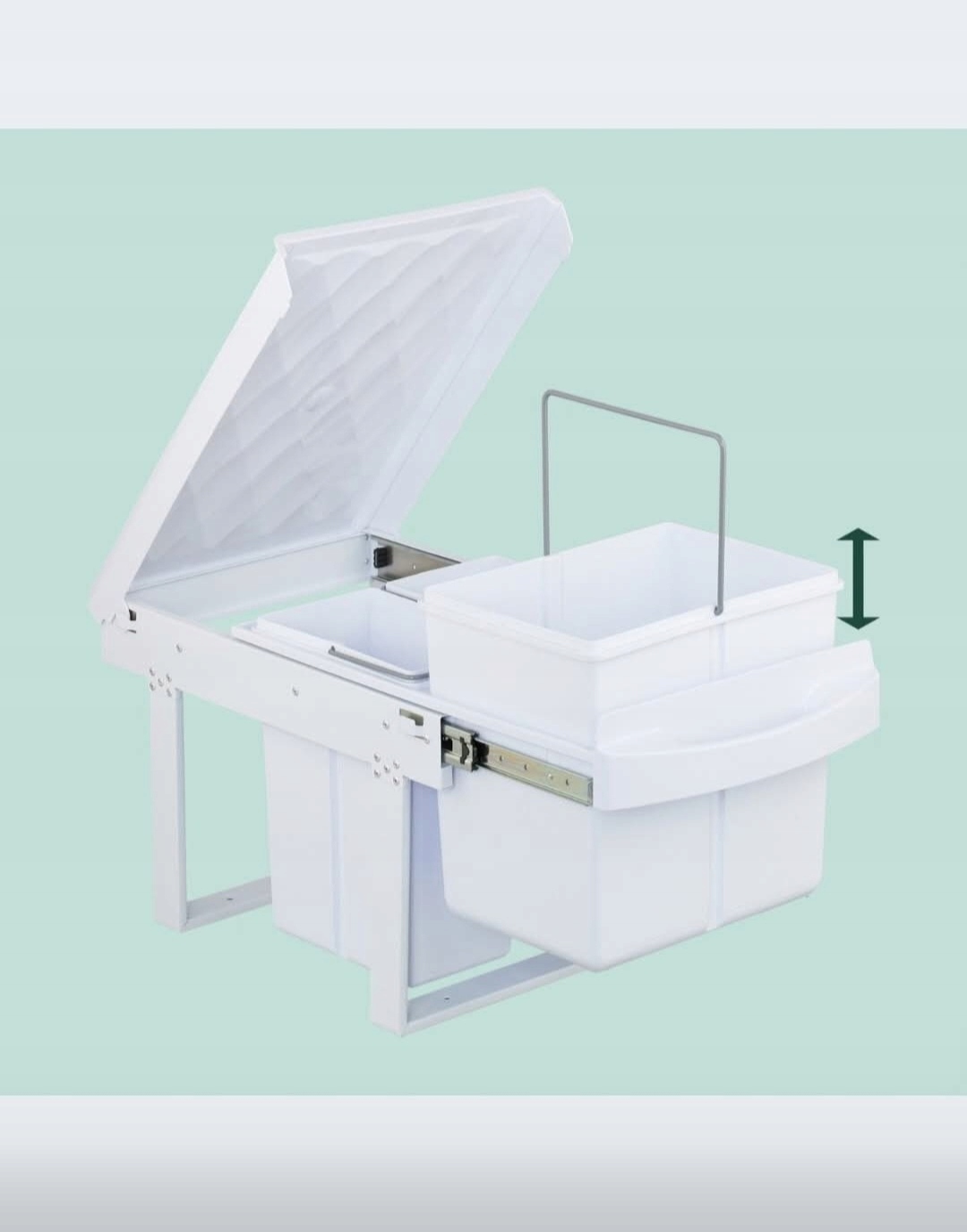 Kosz Na Śmieci Odpady Do Kuchni| Do Segregacji Wysuwany 2 x 15L| Biały