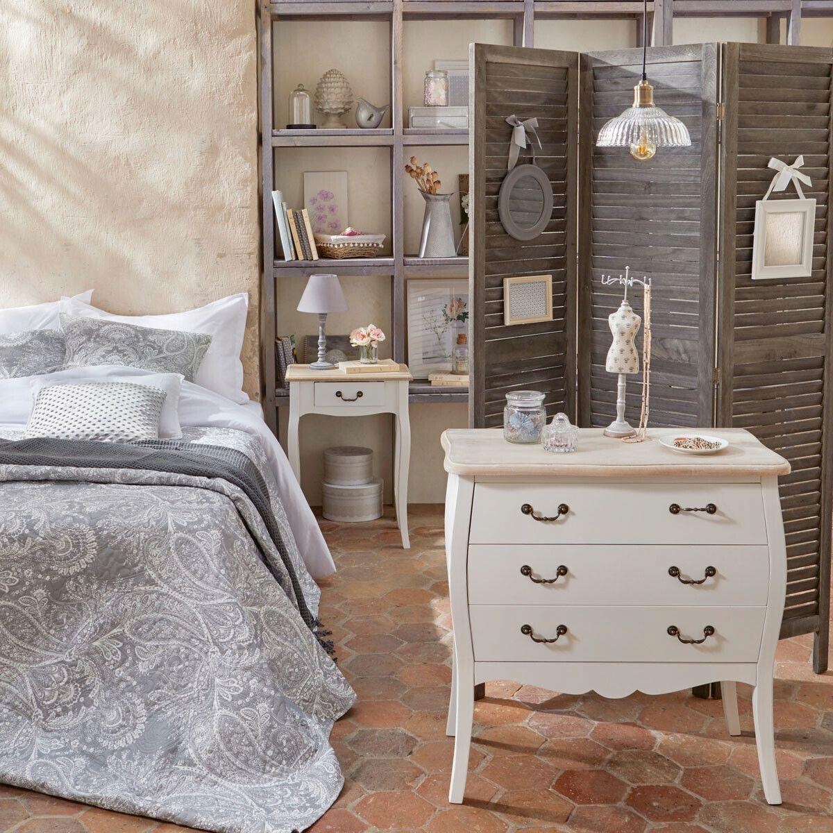 Dekoracyjna lampka nocna drewniana szara glamour Zasilanie sieciowe