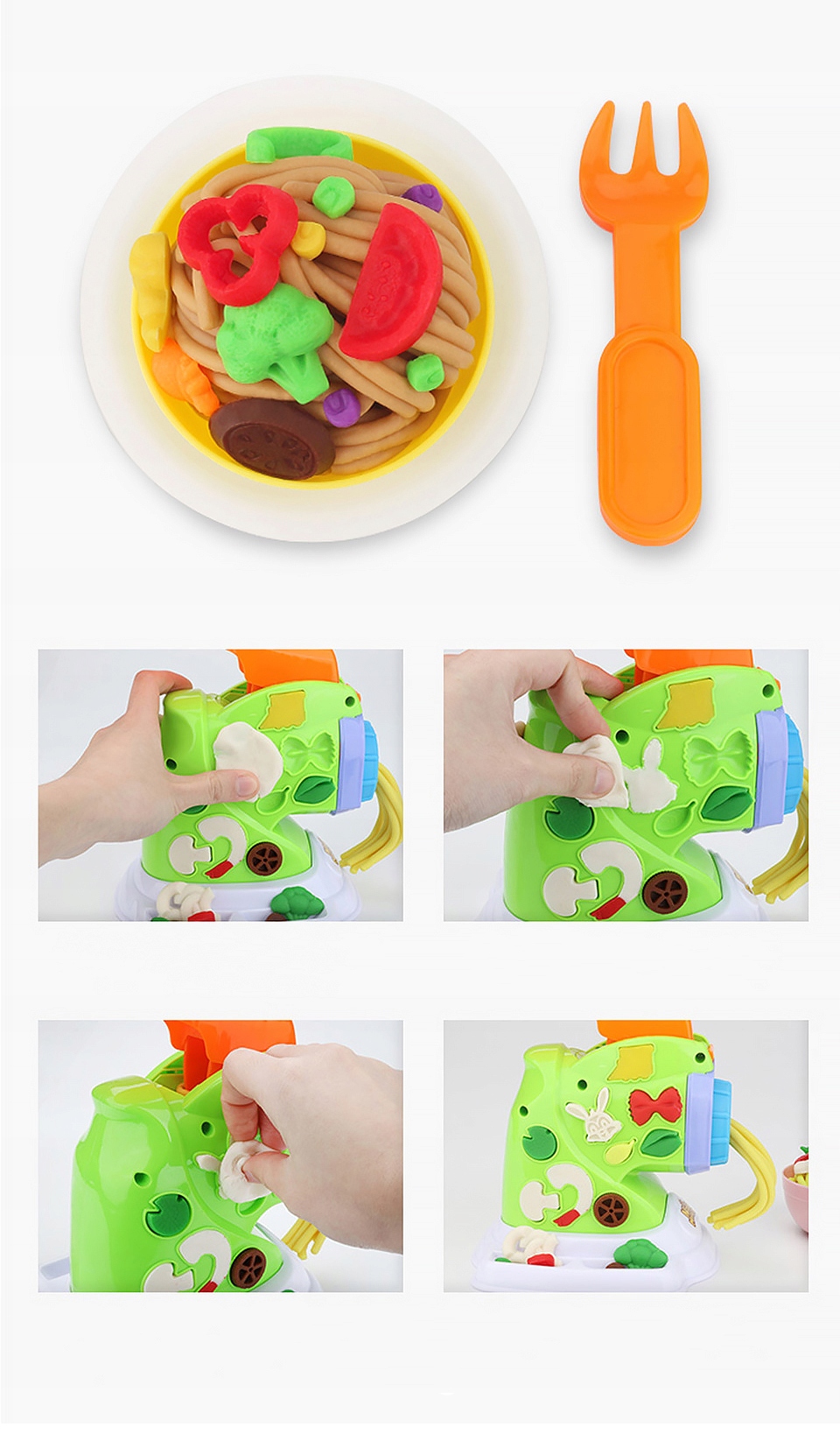 CIASTOLINA MAKARONOWA + MASZYNKA DO CIASTOLINY ZESTAW- KREATYWNY DLA DZIECI Stan opakowania oryginalne