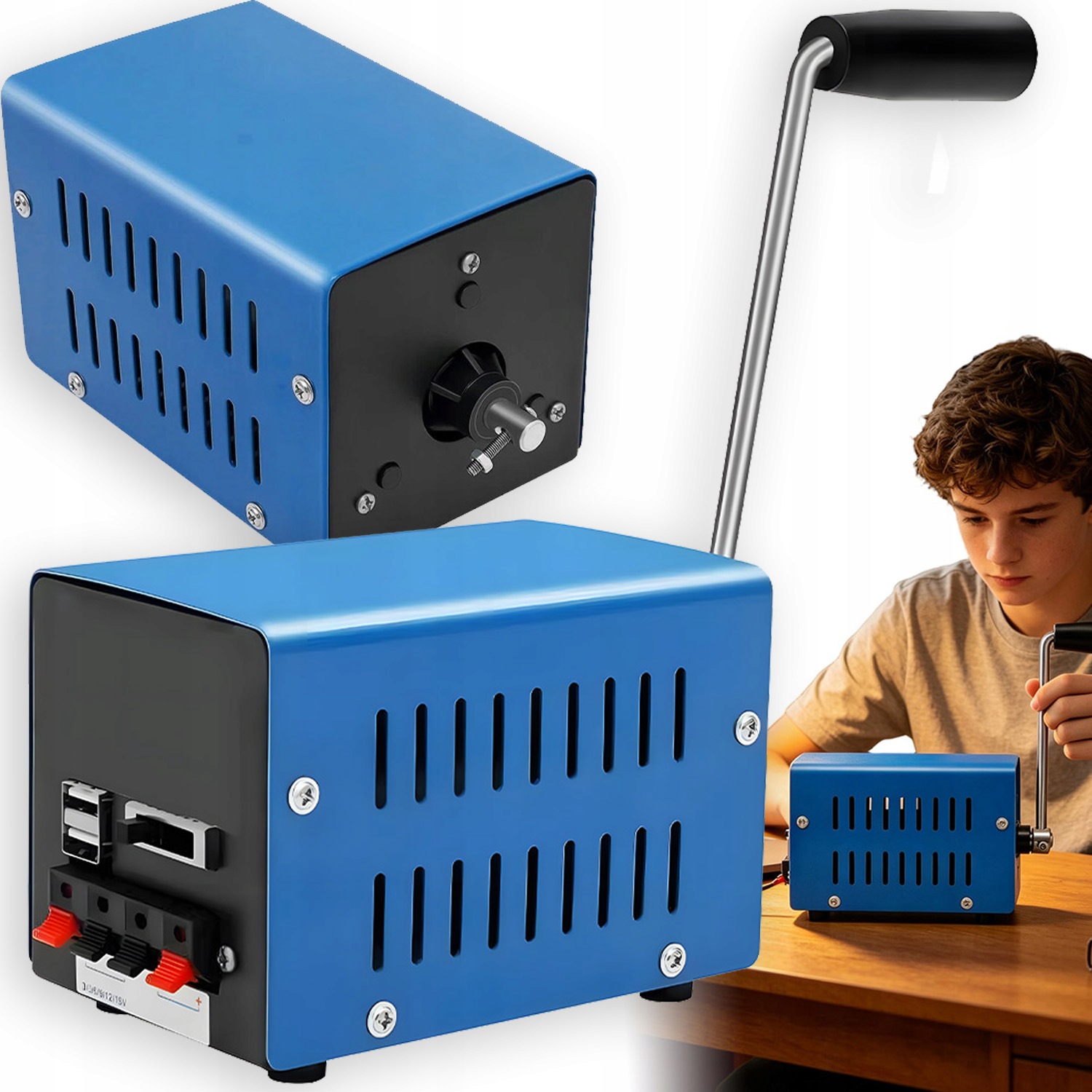 Generator Z Korbą Ręczną Dynamo Ergonomiczny Antypoślizgowy Łatwy W Montażu